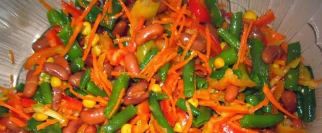 Салат с фасолью консервированной и корейской. Как приготовить салат с корейской морковью и фасолью? Салат из фасоли с морковью и луком