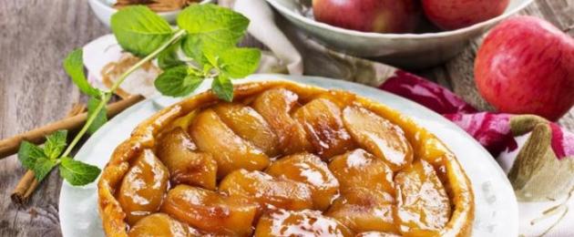 Яблочный пирог-перевертыш. Тарт Татен с яблоками — классический рецепт с фото
